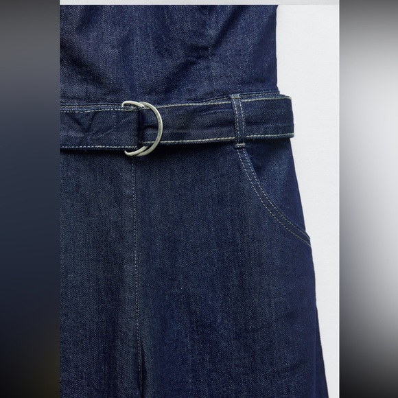 ZARA DENIM BUSTIER JUMPSUIT - Picture 13 of 15